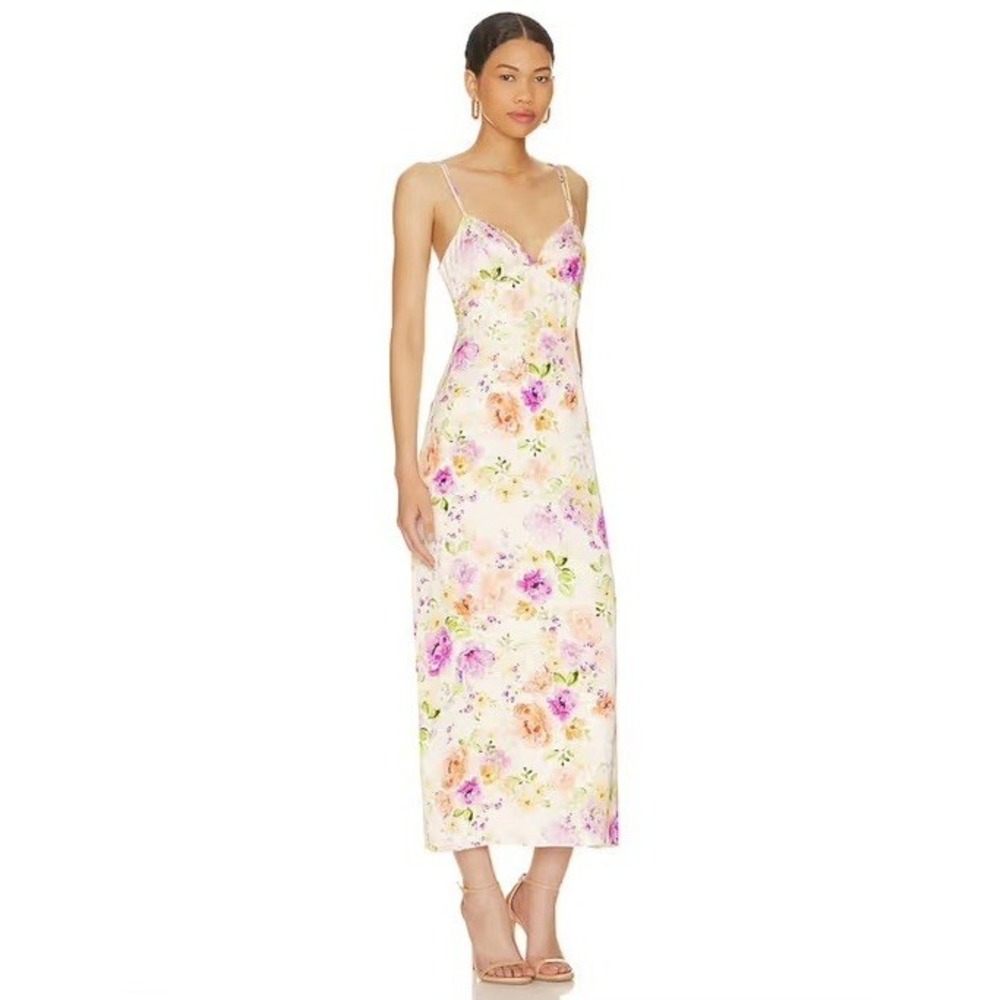 FAVORITE DAUGHTER Rosemary Slip Dress Oahu‎ Watercolor Floral Midi Size 4